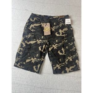 Indigo Wisdom Denim Mens Camo Cargo Shorts Olive Green Camouflage Size 34 NWT